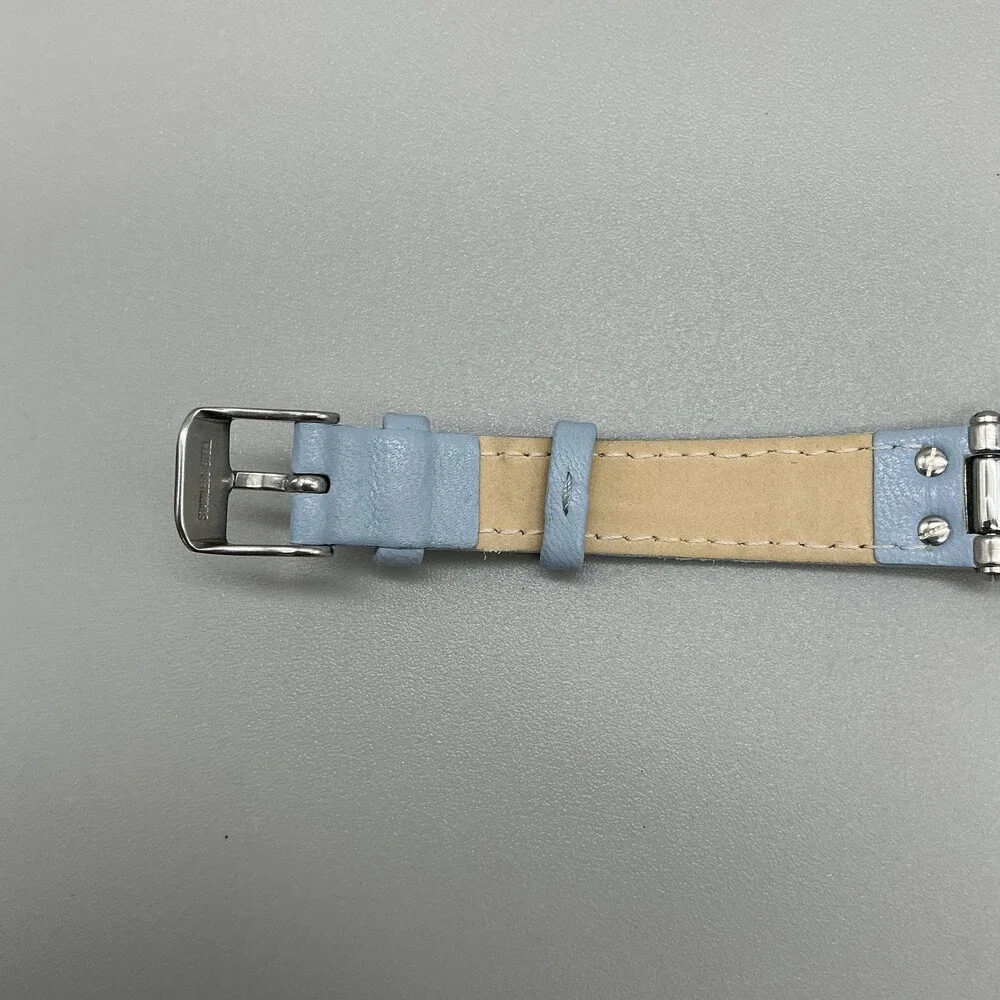Anne Klein Womens Watch 34mm Silver Tone Blue Leather AK/3384 New Battery